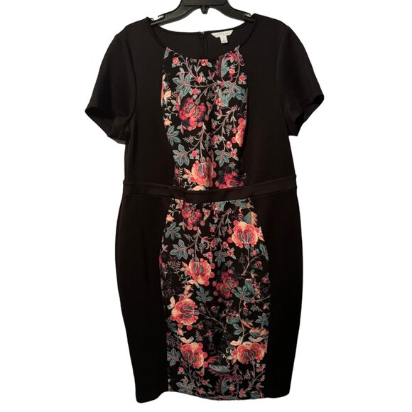Boutique Dresses & Skirts - Boutique Black & Floral Knee-Length Dress Size 1X Polyester/Spandex Blend